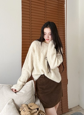 苏格兰古堡丨牦牛绒丨雪域藏地系列阿兰绞花针织衫-MY6269