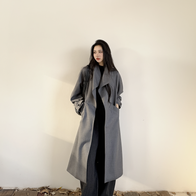 大都会丨100精纺美丽诺羊毛丨色织面料高级感通勤风衣外套-MY6187