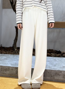 软软裤丨含真丝·羊绒丨极简通勤全松紧腰直筒裤休闲长裤-MY6227