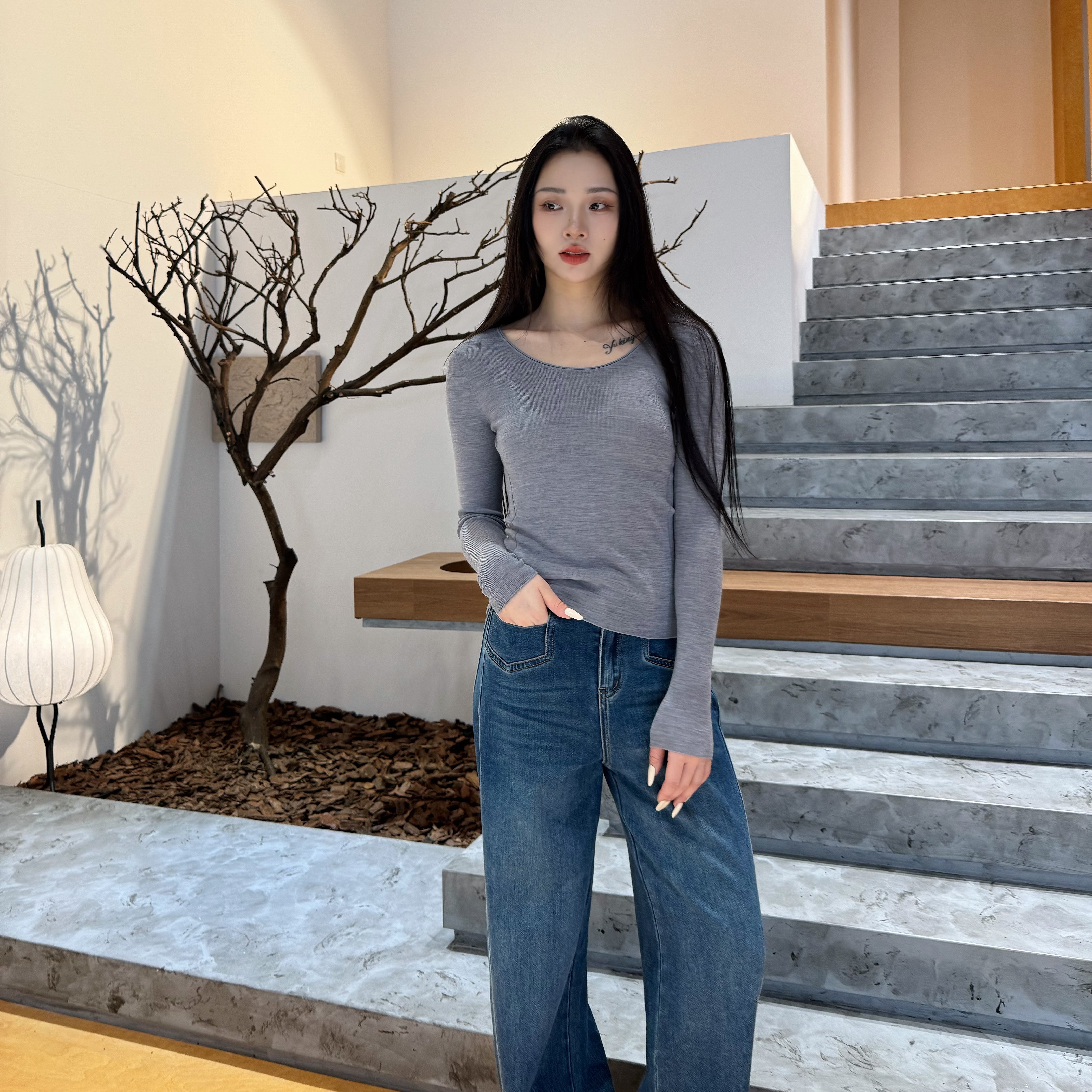 铅笔内搭丨100绵羊毛丨新澳100支超细羊毛低圆领针织衫-MY6198