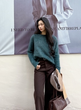 坠落的烟火丨100山羊绒丨花纱成衣拉毛工艺丨圆领羊绒衫-MY6364