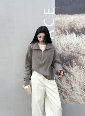 卢森堡丨100牦牛绒丨经典半拉链宽松保暖套头毛衣针织衫-MY6351