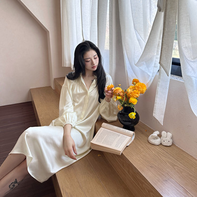 100桑蚕丝丨euri28姆米真丝重缎丨宽松舒适睡裙丝滑裙-MY5786