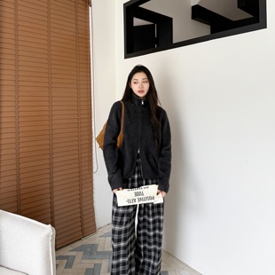 班加罗尔丨100牦牛绒拉毛工艺丨宽松保暖双头拉链针织开衫-MY6352