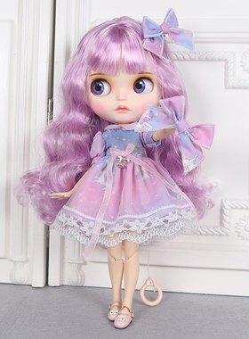 DBS Blythe小布娃娃紫色改娃妆sunny成品套装鞋子礼盒女生礼物