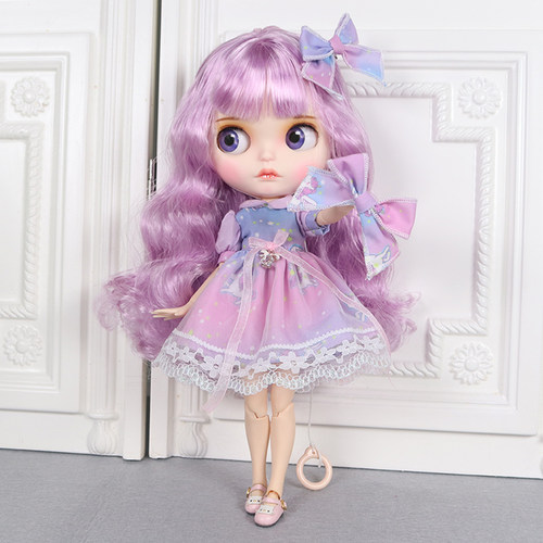 DBS Blythe小布娃娃紫色改娃妆sunny成品套装鞋子礼盒女生礼物