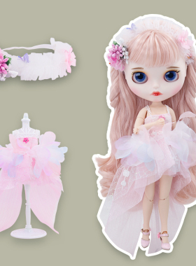 DBS Blythe小布娃娃粉仙子花圈纱裙两件套装azone丽佳ob24娃衣