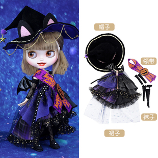 Blythe小布娃娃衣服万圣节猫咪可爱五件套OB24丽佳azone娃衣 DBS