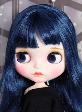 DBS Blythe小布娃娃喷妆改妆成品合适送礼套装娃娃 深蓝色长发