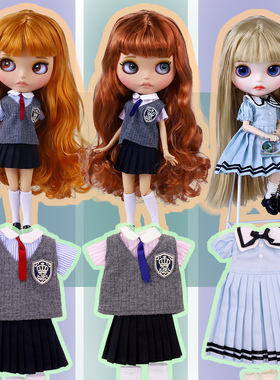 ICY DBS小布娃娃英伦学院百褶裙连衣裙套装19关节ob24学生服娃衣