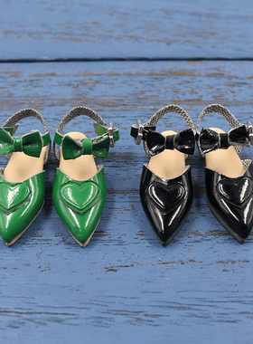 DBS Blythe小布娃娃鞋子绿色黑色休闲平底尖头蝴蝶娃鞋19关节OB24