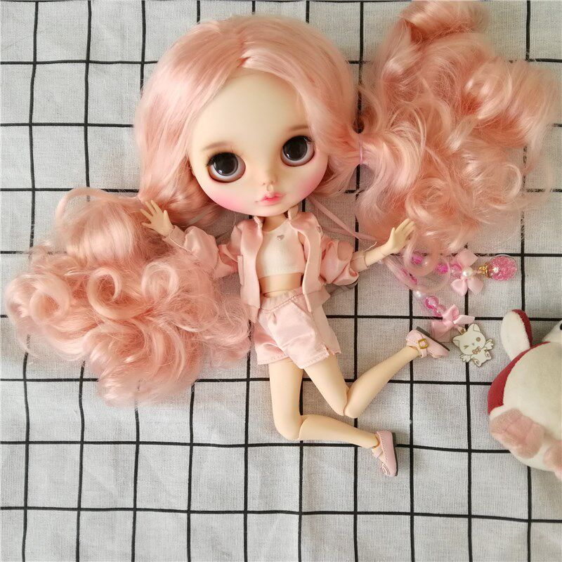 ICY DBS Blythe小布娃娃粉红色双色中分长发小布裸娃azone改娃