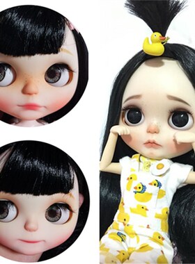 DBS Blythe ICY小布娃娃大头妹 黑色刘海长直发 换关节体裸娃