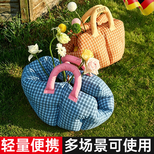 格纹宠物手提车载窝柔软PP填充带安全扣外出居家两用宠物窝