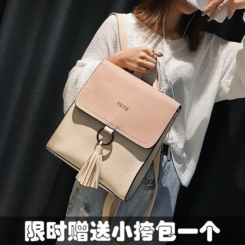 2020年新款韩版学院风两用流苏双肩包女pu皮学生书包复古英伦背包在类目 箱包皮具/热销女包/男包, 双肩背包中 - 来自Buy2taobao.com提供专业的淘宝代购服务