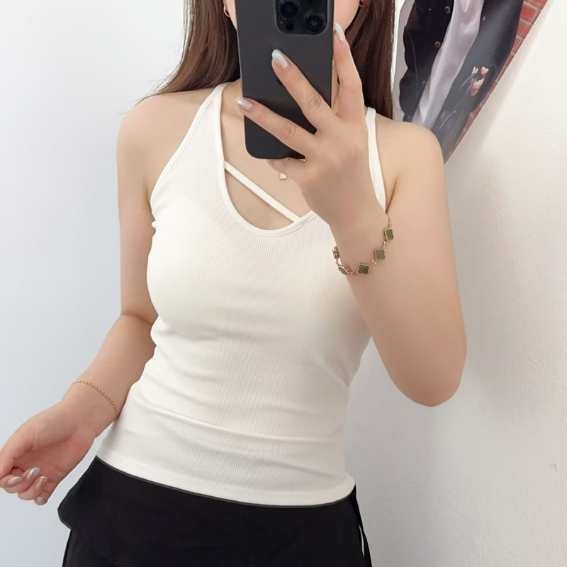 锁骨领吊带背心纯欲美背固定胸垫免穿内衣女打底内搭辣妹性感上衣