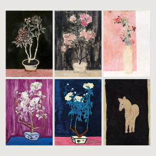 金钱豹常玉sanyu艺术装饰画花马猫复古中式小众抽象房间墙贴海报