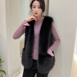 海宁冬韩版仿皮草马甲女士仿皮草外套短款坎肩狐狸毛毛背心马夹