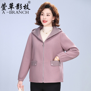 中年妈妈毛呢外套秋冬装上衣2025新款中老年妇女时尚短款呢子大衣