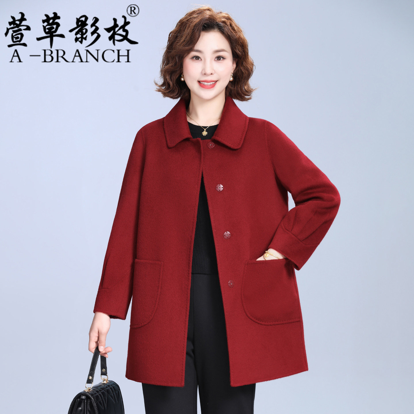 中老年双面零羊绒大衣女中长款2025秋冬季妈妈高贵羊毛呢奶奶外套