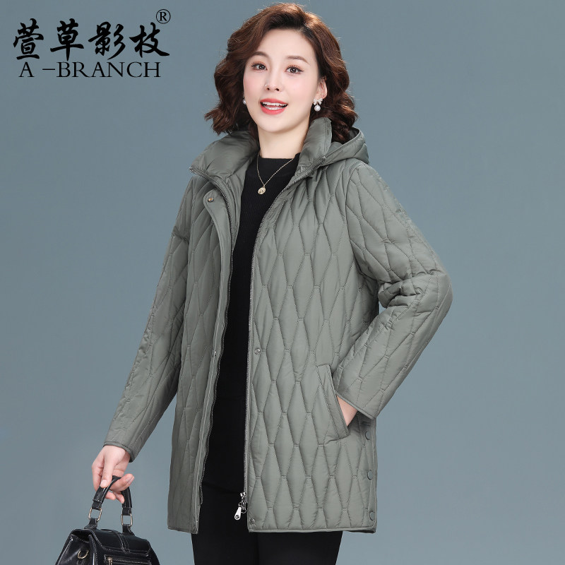 妈妈秋冬装时尚棉服外套宽松大码中老年女士洋气棉衣薄款夹棉上衣