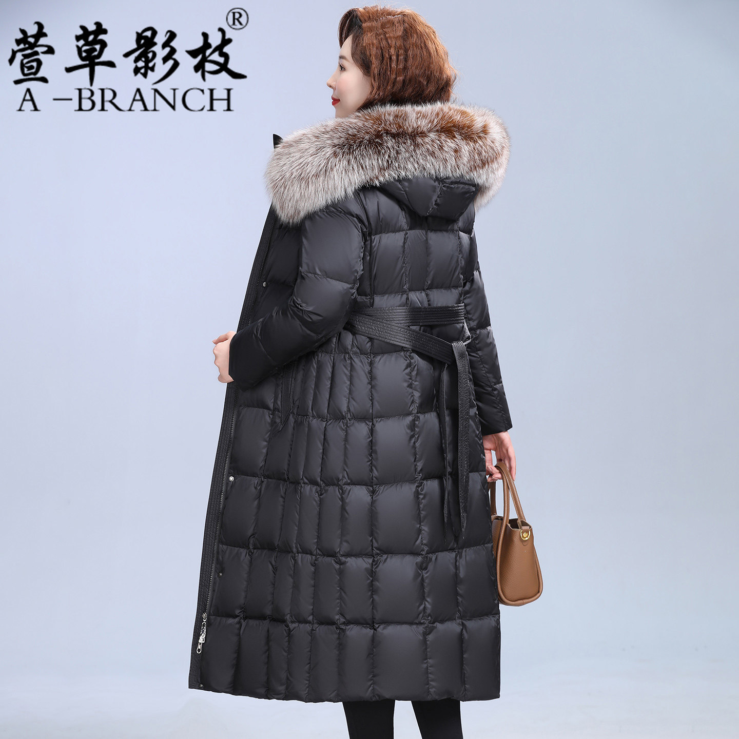 狐狸大毛领冬季长款羽绒服中年女士时尚过膝加厚气质妈妈保暖外套