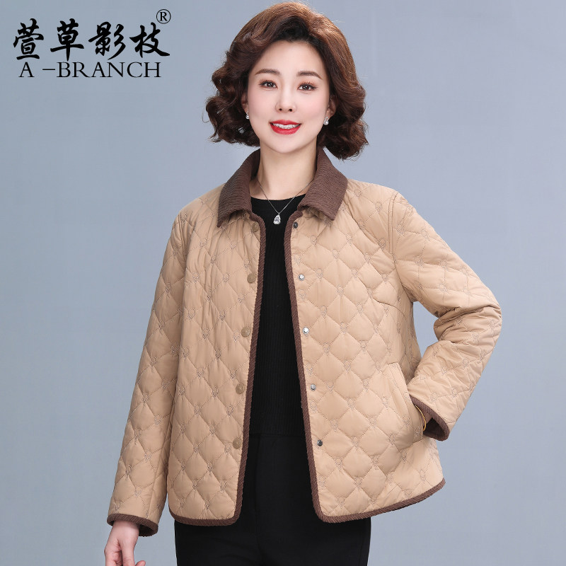 品牌妈妈秋冬夹棉外套2025新款中年女洋气宽松小个子棉服保暖上衣
