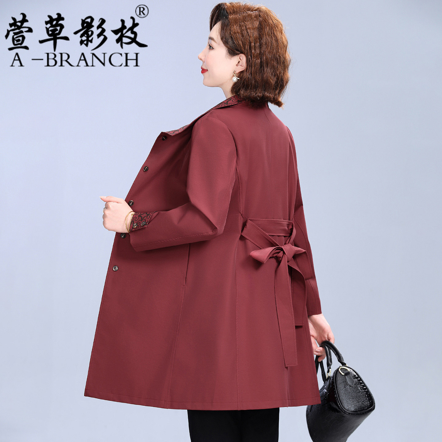 品牌妈妈春装风衣女士中长款2026新款中老年人气质翻领春秋季外套,女装/女士精品,中老年女装,淘宝优惠券,粉丝福利购,淘宝优惠卷