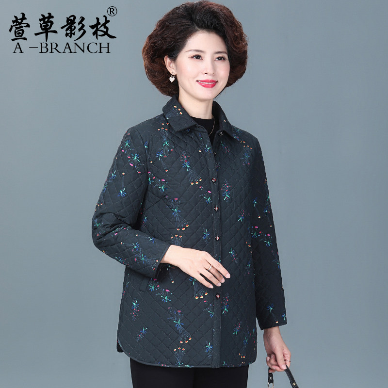 洋气妈妈夹棉外套秋冬装大码时尚中老年人轻薄款棉衣女宽松上衣服