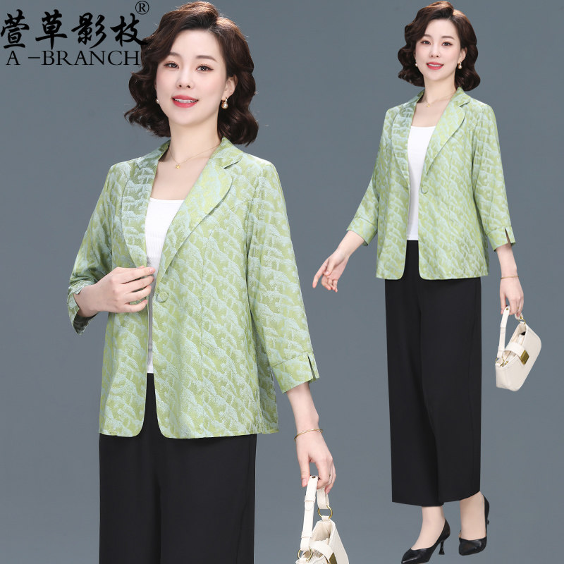 中年妈妈薄款西装外套洋气春秋装气质休闲小西服女士高贵夫人上衣