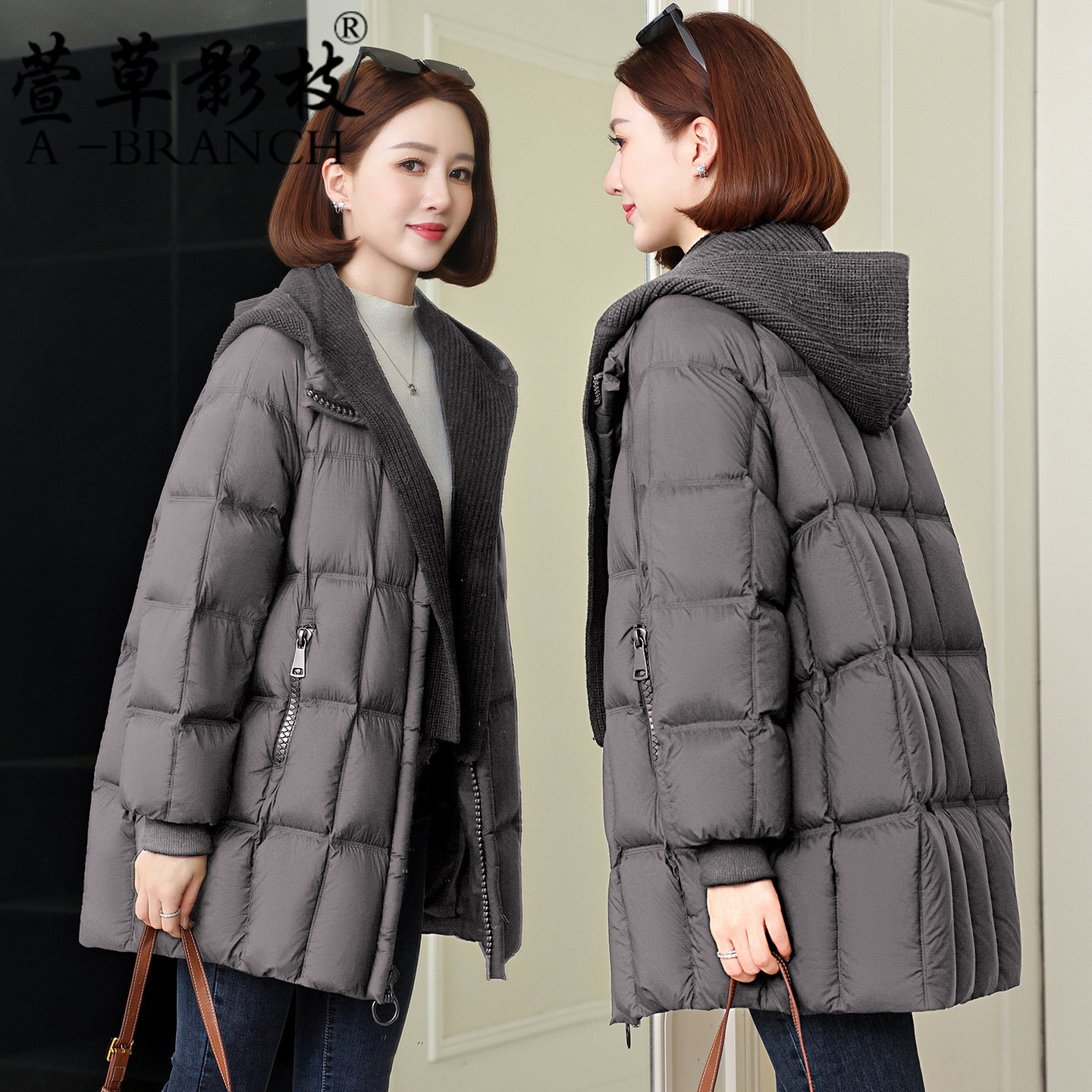 中年妈妈羽绒服女冬季中长款2025年时尚宽松保暖小个子白鸭绒外套