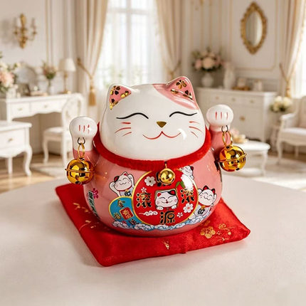 发财猫迷你小摆件存钱罐招财猫新款陶瓷入户玄关客厅卧室家用旺宅