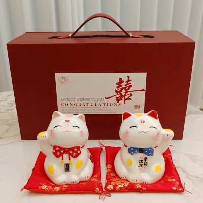 招财猫存钱罐小摆件新婚礼物送新人新娘闺蜜情人节婚庆摆件纪念品