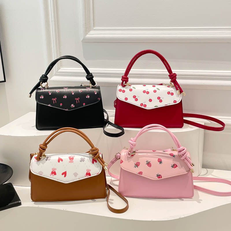 芊舒祺甜美樱桃印花小方包女2026新款休闲撞色手提斜挎包小众设计,箱包皮具/热销女包/男包,小方包,淘宝优惠券,粉丝福利购,淘宝优惠卷