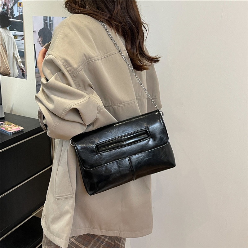 芊舒祺高级感链条小方包女2025新款时尚百搭单肩斜挎包黑色简约