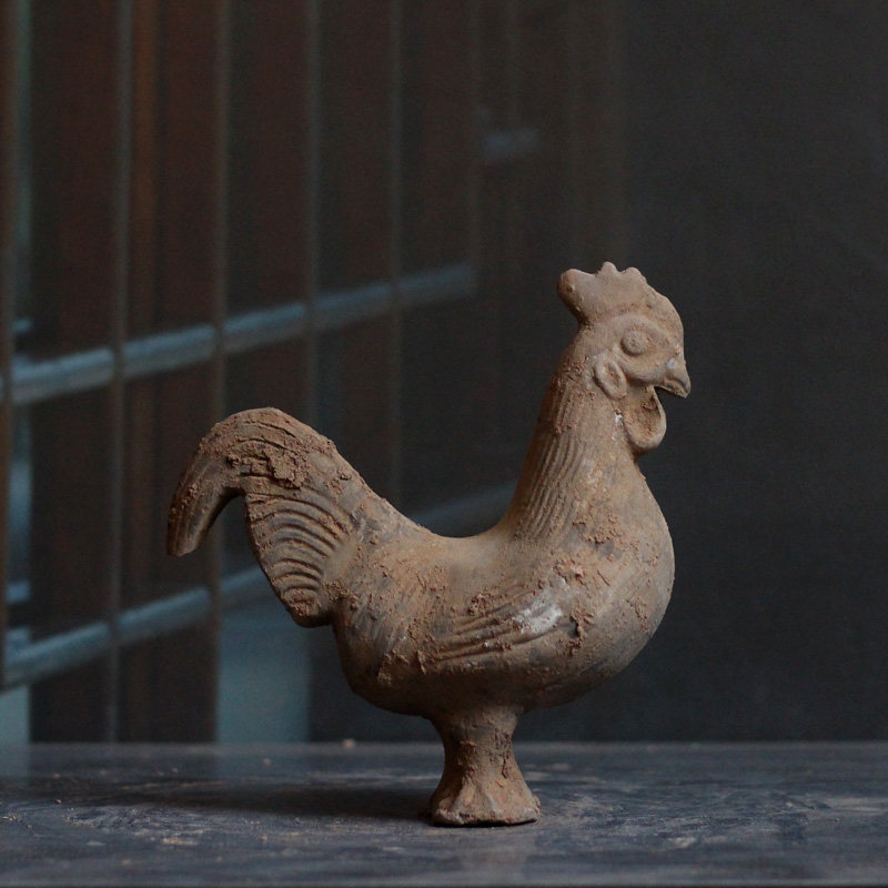 汉代仿古陶器动物陶鸡陶狗属相古物复制古玩收藏物影视道具艺术品