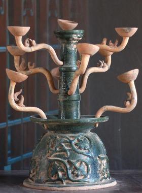 青瓷褐彩羊形烛台民宿酒店装饰品