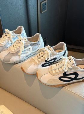 跟高3cm早春款经典复古德训鞋女2026新款真皮软底红色休闲运动鞋