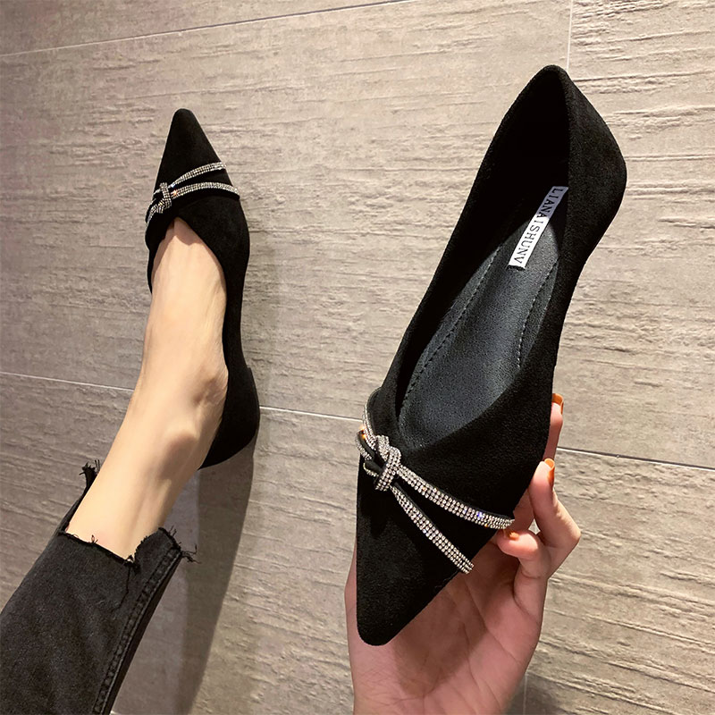 网红秋季新款软底水钻法式女单鞋