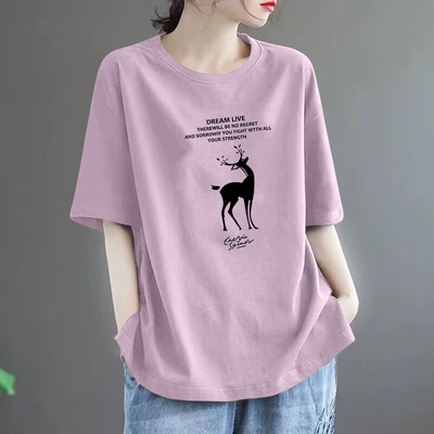 100%纯棉短袖印花T恤夏季