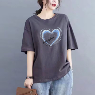 外贸出口清仓100%纯棉女短袖 洋气上衣 t恤宽松显瘦夏休闲百搭时尚