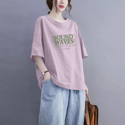100%纯棉气质短袖t恤女夏