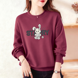 外贸品牌出口清仓纯棉长袖 气质打底卫衣女春秋宽松遮肉加绒上衣潮