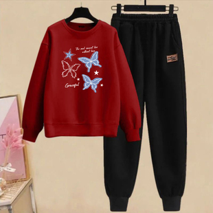 洋气减龄一整套卫衣裤 女秋季 两件套 休闲运动套装 外贸出口纯棉时尚