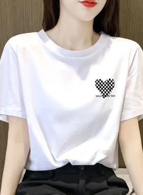 白色圆领短袖t恤女夏季