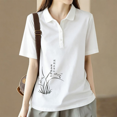 纯棉100%翻领POLO衫上衣夏季