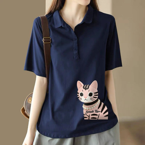 100%纯棉POLO衫翻领T恤女