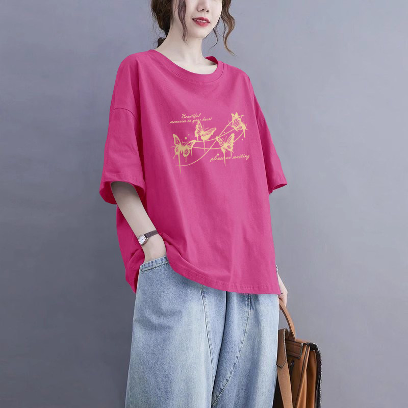 外贸出口清仓100%纯棉短袖气质休闲t恤女圆领宽松百搭半袖上衣夏,女装/女士精品,大码内搭,淘宝优惠券,粉丝福利购,淘宝优惠卷