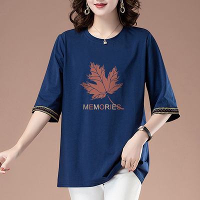 100%纯棉女装时尚中袖上衣T恤