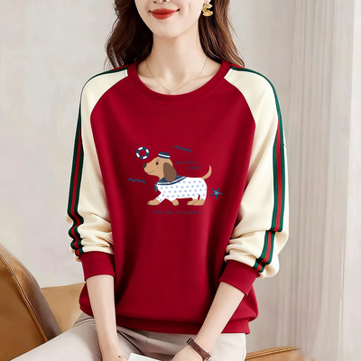 纯棉圆领显瘦长袖卫衣女秋冬